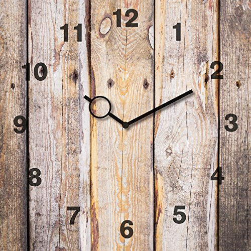 Wanduhr aus Glas, Holzoptik, Braun 30x30 cm von Eurographics