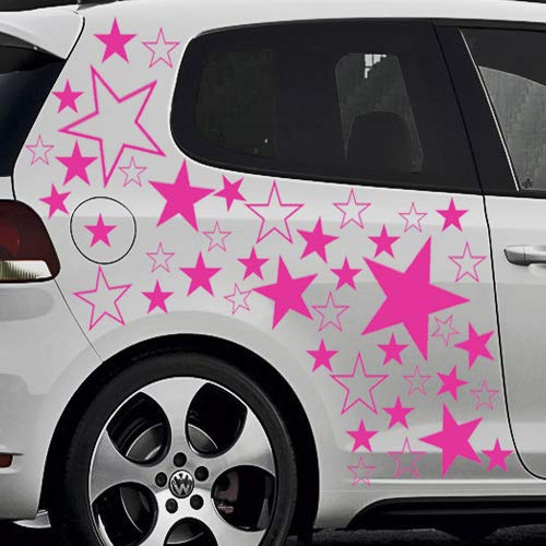 Baumgartner 64-teiliges Stern Tuning Auto Aufkleber Styling Sticker Set - ST_002 (041 pink)