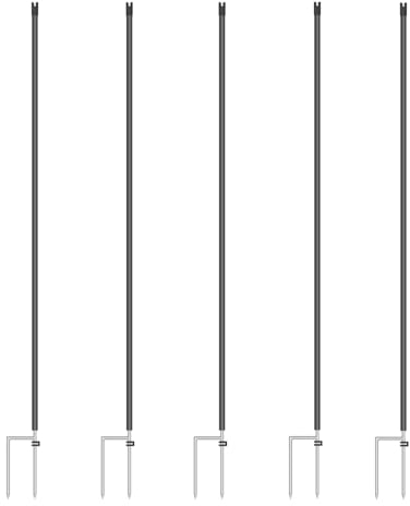 VOSS.farming 5X Ersatzpfahl für 90cm Euro-Netz, schwarz, 2 Spitzen, Zusatzpfahl, Ersatzpfahl