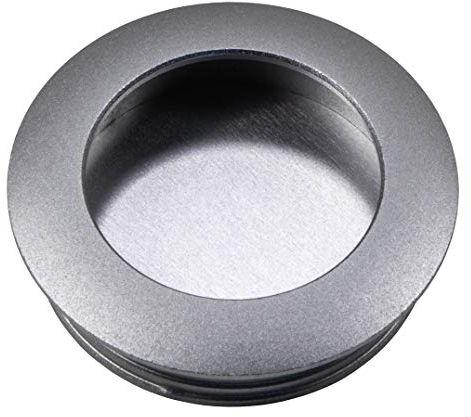 GedoTec Möbelgriff silber Muschelgriff rund Möbelgriff Griff-Muschel versenkt im Holz - H1757 | Einlass-Griff mit Ø 40 mm | Türgriff Aluminium eloxiert | 1 Stück - Schiebetür-Griff zum Einlassen