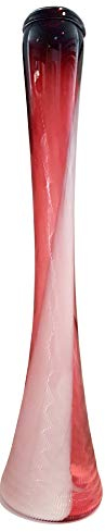 Vase géant du verre transparent et souffle a la bouche, XXXL étage vase di cristal rouge blanc diamètre inférieur 24 cm diamètre supérieur 12 cm ouverture 3,8 cm hauteur environ 110 cm, Poids 8,9 kg