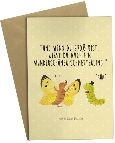 Mr. & Mrs. Panda babykarte Raupe Schmetterling - Geschenk, Hut, Entwicklung, Schönheit, Grußkarte, hochzeitskarten, einladungskarten, Kokon, Klappkarte, Lustige Sprüche, weihnachtskarten, Grußkarten