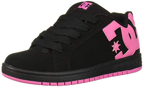 DC Unisex-Child Court Graffik Low Top Skate Shoe Sneaker, Black/Pink, 12 M M US Big Kid