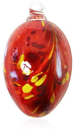 Lauschaer Glas Ostereier aus Glas mit Granulat Verschiedene Größen und Sets mundgeblasen handgeformt (d 5cm L 8cm, Tomatenrot)