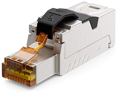 deleyCON 1x Connecteur RJ45 10 Gbit/s sans Outil Pince Coupante LSA pour LAN Ethernet Câble de Pose - pour Câbles Réseau CAT6a CAT7 CAT7a CAT8 Câble PoE Blindé Boîtier Métallique