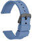WOCCI 22mm Silikon Gummi Uhrenarmband mit Schwarzer Schnalle, Schnellverschluss Armband für Damen und Herren (Blau Grau)