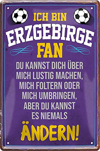 schilderkreis24 - Blechschilder ICH BIN ERZGEBIRGE Fan Metallschild für Fußball Begeisterte Dekoschild Geschenkidee 20x30 cm