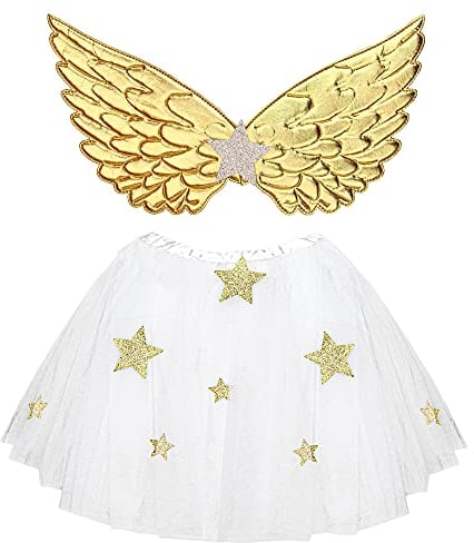 W WIDMANN MILANO Party Fashion - Kinderkostüm Engel, Rock und Flügel, Kostümset, Christkind, Weihnachten, Karneval, Fasching