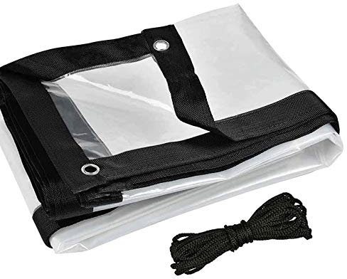 QIAOH Bâche Impermeable Exterieur Transparente 3x7m, Bâche Armée Transparente À L'épreuve des Déchirures Réversible Extérieure avec Œillets Et Bords Renforcés,Transparent