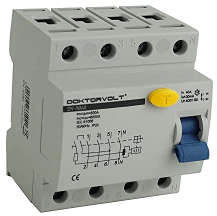 Interruttore di corrente residua 4P 40A 30mA Tipo A Interruttore FI RCCB RCD Dottorvolt 5040