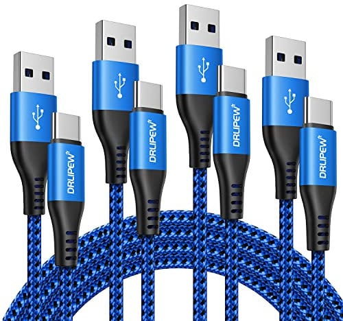 USB C Cable Fast Charge[4Pack,1M+2M+2M+3M],USB Type C Charger Cable Fast Charging Lead For Samsung Galaxy S10 S9 S8 S20 S21 Plus Ultra 5G,A52 A72 A32 A42 A51 A71,HTC 10/U12+,LG G5/G6-Nylon Braided