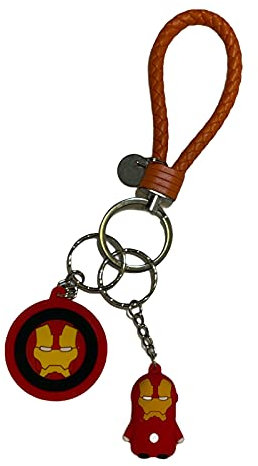 Iron Man Schlüsselanhänger aus Gummi, Minifigur und Logo, Schlüsselanhänger, Tasche, Federmäppchen, Charm-Anhänger, Reißverschluss-Zubehör