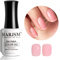RARJSM Translucent Pink Gel Nail Polish Soak Off Clear Sheer Pink French Manicure Nude Jelly Nail Gel Polish Varnish Curing Requires 1pcs 15ml for Home Salon Nail Art DIY