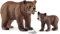 SCHLEICH Wild Life - 4 PC Grizzly Bear Figure Toy Playset - Realistic Mom and Baby Brown Bear Cub Figurine with Fish for Kids and Toddlers - Educational Animal Toys for Boys and Girls Ages 3+ - 42473