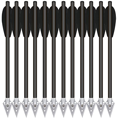 PMSM 6,3 Aluminium Armbrust Bolzen Pfeile mit Jagdspitze für 50 lb / 80lb Pistole Armbrust Präzisionsziel Aluminiumpfeile Armbrustpfeile Pistolenarmbrust Bolzen (12stk Black)