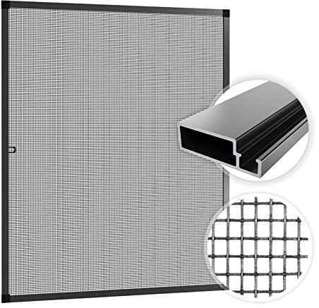 SAMUFLY Fliegengitter mit Alurahmen anthrazit 80x100cm Fensterschutz Insektenschutzgitter für Fenster Fliegennetz Mückenschutz Insektenschutzrahmen