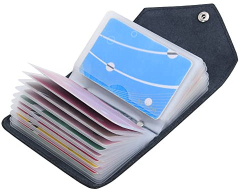 IHIGOGOFA Credit Card Holders Soft Genuine Leather Compact Wallet ID Bank Card Case Purse 20 Thickening Durable Plastic Insert Sleeves