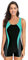 BEACHKINI Costume Intero Donna Aperto sul Retro, Costume da Bagno Competitivo, Grigio Verde, EU 42
