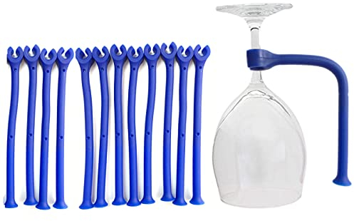 JinYu Paquete de 12 soportes flexibles de silicona para copas de vino, protector de copas de vino, accesorio de silicona para lavavajillas, color morado y azul (azul)
