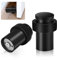 TOKPLNU Door Stops, 50mm Black Door Stop Floor Mounted Stainless Steel Heavy Duty Floor Wall Door Stoppers for Skirtings, Modern Tall Outdoor Doorstop with Rubber Tip & Ring, 2 Pack