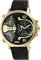 Raptor Limited Herren-Uhr Leder Armbanduhr schwarz goldfarbig Zeitzonen Datums-/ Wochentaganzeige 24 Std. Tachymeter