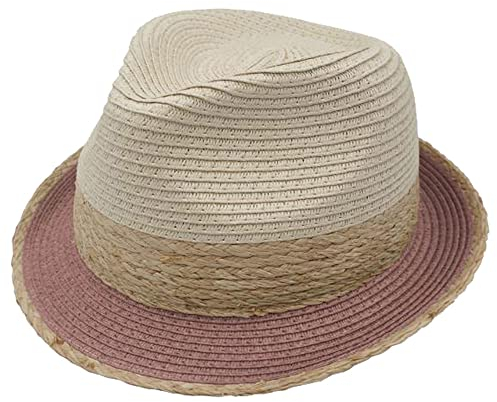 Capo Strohhut Trilby farbige Krempe Größe 58 malve