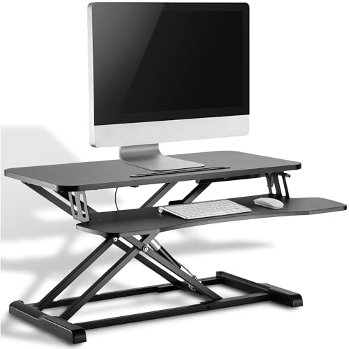 Xantron® Schreibtischaufsatz höhenverstellbar mit Gasdruckfeder / Monitor Erhöhung Schreibtisch 2 Monitore mit Tastaturablage / Monitor Ständer / Schreibtisch Aufsatz / Bildschirmerhöhung