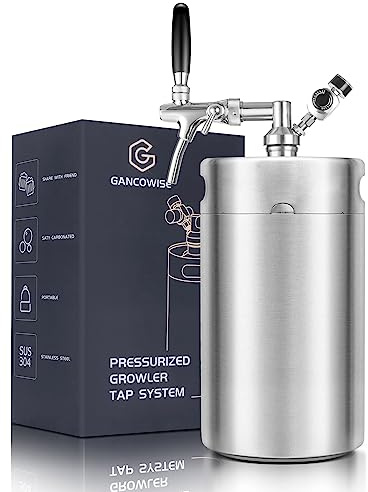 270OZ Mini Keg Growler, Pressurized Home Dispenser System with Adjustable Faucet Keeps Carbonation and Fresh for Homebrew, Craft and Draft Beer