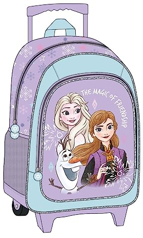 Rucksack mit Rollen für Kinder Frozen - 31 x 14 x 41 cm - Trolley mit Rollen für Kinder aus Polyester - Mit Fronttasche - Original Produkt in Spanien Designed