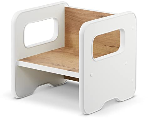 defiPad Sitzhocker für Kinder | Stylisch Wendehocker | Kindersessel ab 1 Jahr | Babystuhl Hocker Holz | Der Stuhl kann in einen Tisch verwandelt Werden | Montessori Kinderzimmer |