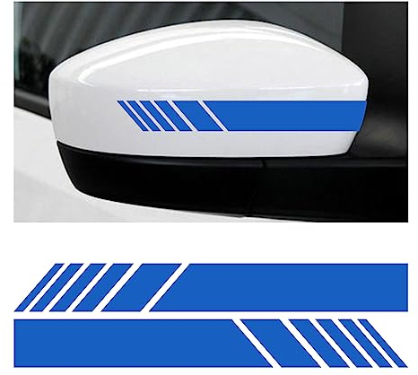 CGEAMDY Paar Rückspiegel Auto Aufkleber Reflektierende Streifen, PET Wasserdicht Autospiegel Aufkleber DIY Dekoration für Auto Seitenspiegel Rückspiegel(Blau)