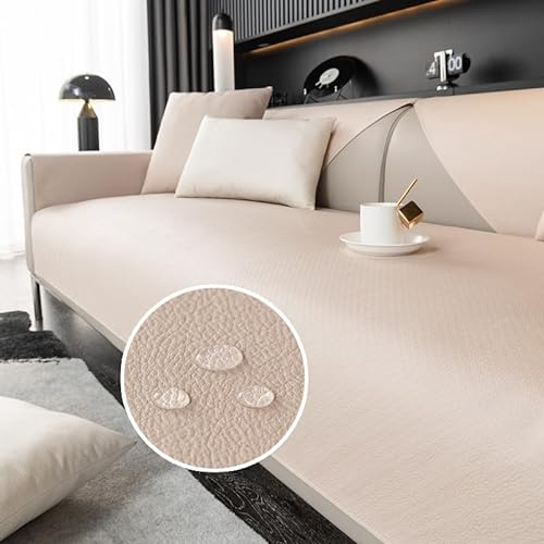 Sofa üBerzug Ecksofa L Form Wasserdicht, Sofabezug 3 2 4 Sitzer mit Armlehne Kunstleder, Couch üBerzug mit Rutschfest Boden SofaüBerwüRfe, Kratzschutz Couchschoner Sofaschutz, Leicht Zu Reinigen