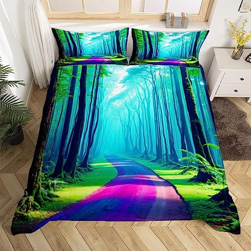 Urwald Tropische Pflanze Bettwäsche 135x200 cm Weiche Mikrofaser Karikatur Bettwäsche-Set mit Reißverschluss 3 Teilig Bettbezug Set mit Kissenbezug 80x80 cm