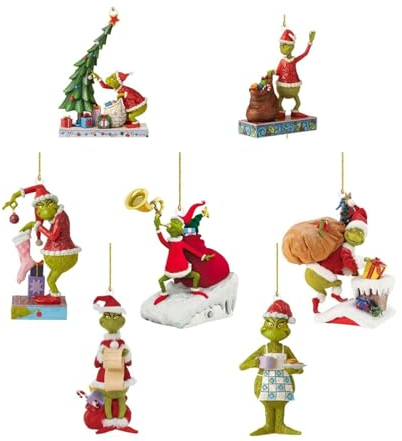 Grinchs - Ciondolo in acrilico 2023 per albero di Natale, graziose decorazioni natalizie 2D da appendere, per interni ed esterni, per la casa