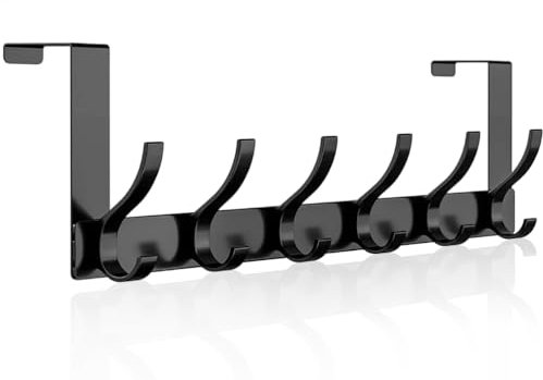 lmytdo Over Door Hook, Heavy Duty Stainless Steel Over Door Hanger with Rust Resistant Finish - 12 Hooks, Space Saving Over Door Organizer Rack for Hanging Coat, Towel, Bag, Bearing Weight 20kg