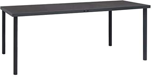 FIRBNUS Table à Manger pour Extérieur Anthracite 190 x 90 x 74 cm en acier, table à manger en verre, table carrée d'extérieur, table carrée en acier, table à manger, table en verre