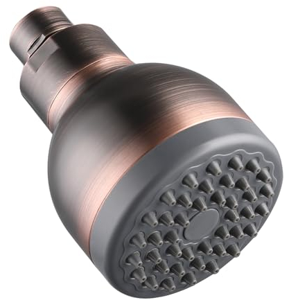 Katezon Soffione doccia ad alta pressione da 7,5 cm, potente soffione deluxe per bagno, universale, funziona con docce a flusso d'acqua alto e basso, bronzo lucidato a olio
