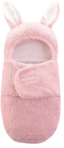 Unisex Swaddle Decke Neugeborene, Baby-Kapuzendecke, Schlafsack Baby, Wickeldecken Einschlagdecke, Plüsch Wrap, Niedliche Säuglingskleidung, für 0-3 Monate, Neugeborene, Rosa