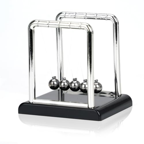 NHPY 1 Stück Newton Pendel Hochwertig, Klassisches Newton Kugelstoßpendel, Mini Newton Pendel 9Cm, 5 Kugeln, Physik Deko Für Büro,Schreibtisch, Kugelpendel Für Schreibtisch, Spielzeug Für Erwachsene