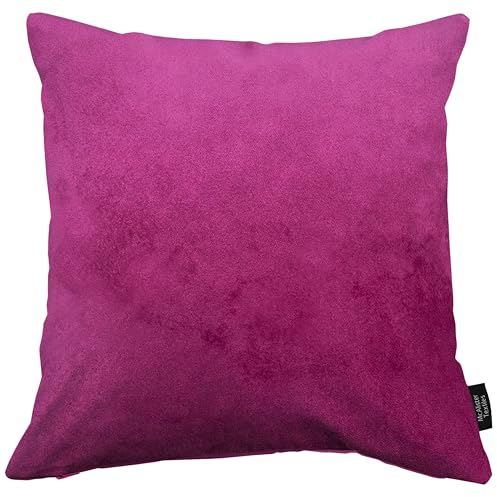 McAlister Textiles Matter Samt Knife Edge | Sofakissen mit Füllung in Fuchsia Pink | 60 x 60cm | erhältlich in 25 Farben | griffester Samt | pralles Samtkissen