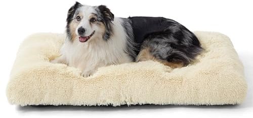 BEDSURE Flauschiges Hundebett für Große Hunde - 104x74x8 cm Waschbar, Rutschfeste Unterseite, Plüsch Hundekissen, Beige