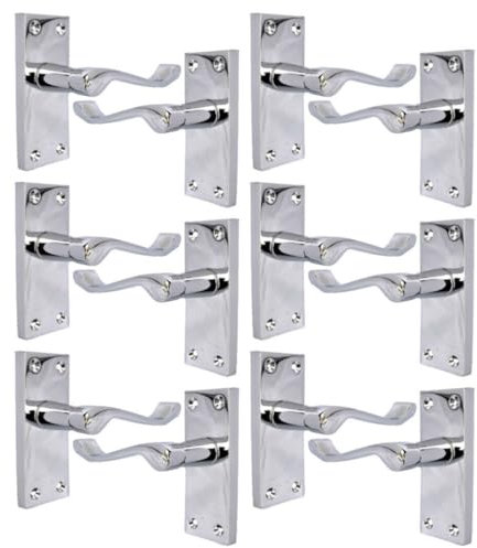 Haven Heritage Chrome Door Handle Set for Modern Doors Internal House Design, Door Handle Sets - Victorian Scroll Door Handles Chrome Door Handles Internal (6 Sets)