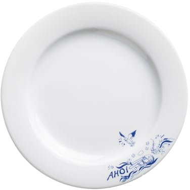 KAHLA Ahoi Marie Brunch-Teller 23 cm Kleine Elbmusik | Frühstücksteller aus Porzellan im maritimen Stil