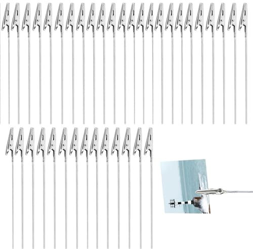 Pinces Crocodiles en fil Métallique, 50 Pièces Pince Crocodile Photo, 12 cm Support de Support de Pince Mémo, Pince Mémo Carte, pour Note Trombone Mariage, Anniversaire, Fête Fête Décoration