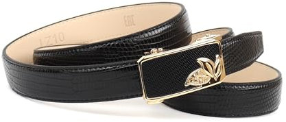 Anthoni Crown Damen Automati Ledergürtel Gürtel, Schwarz, 90