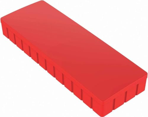 Magnete Papiertiger Rechteck Größe (B x H): 54 x 19 mm, Haftmagnete für Whiteboard, Kühlschrankmagnet, Magnettafel, Magnetwand, Magnet Rund (Rot, (B x H): 54 x 19 mm | 10er Pack)