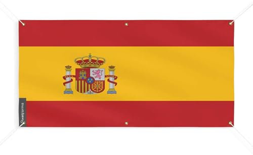Pixelforma - Bandera de España con 6 ojales en varios tamaños, 6 ojales, 40 x 80 cm