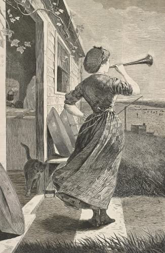 RZHRHJES Ölgemälde Wandbilder Abstrakte Leinwand Kunst Wandkunst Bild Druck Das dinner horn von winslow homer Kunstdruck Leinwand für Wanddekoration 60x90cm