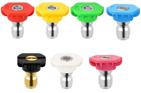 Geichan 7 Pack Pressure Washer Spray Nozzle Tips, 1/4 Inch Quick Release Pressure Nozzle Tips,Multi-Degree Connection Pressure Washer Tips for Car Garden Cleaning (Pressure Washer Spray Nozzle)