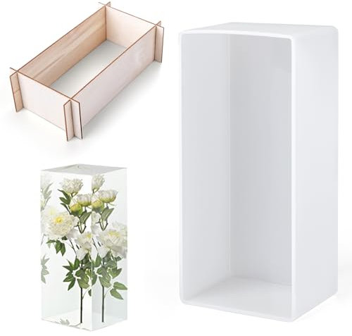 Waitamo Molde Silicona Resina Epoxi Rectángulo, Molde de Silicona Resina Rectangular con Soporte Moldes de Fundición Resina Para Conservación de Flores Soporte para Libros (7.2x3.3x2.3in)